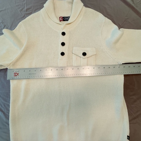 NWOT Chaps Y2K Vintage Cream V-Neck Sweater w/ Ribbed Collar Size Large - Picture 8 of 10